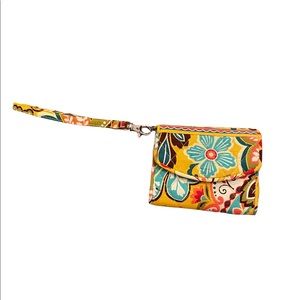 Vera Bradley wristlet / wallet / phone holder.  Approximately 5”x4” when closed